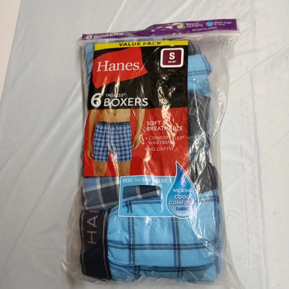 Hanes 6 Pack Men's Underwear Boxers Breathable Assorted Colors Size S (28-30